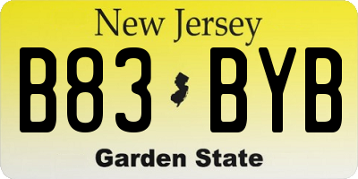 NJ license plate B83BYB