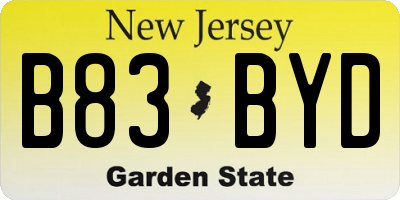 NJ license plate B83BYD