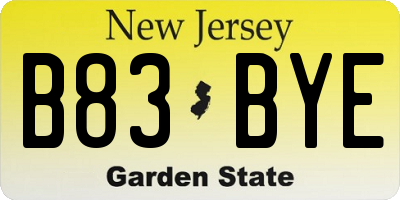 NJ license plate B83BYE