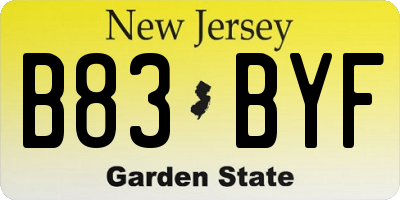 NJ license plate B83BYF