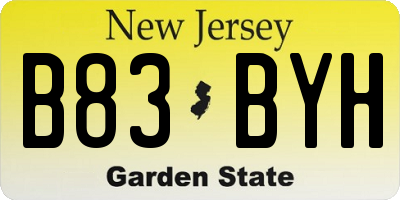 NJ license plate B83BYH