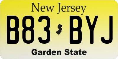 NJ license plate B83BYJ