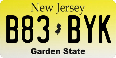 NJ license plate B83BYK