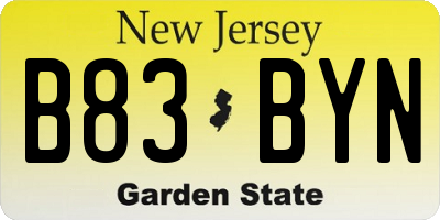NJ license plate B83BYN