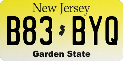 NJ license plate B83BYQ