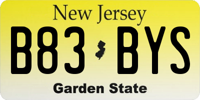 NJ license plate B83BYS