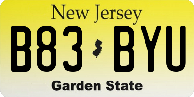 NJ license plate B83BYU