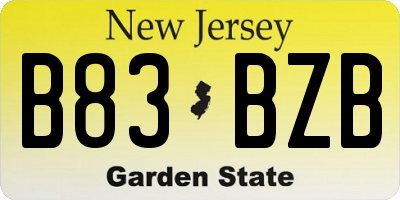 NJ license plate B83BZB
