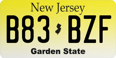 NJ license plate B83BZF