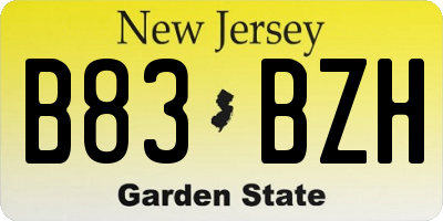 NJ license plate B83BZH