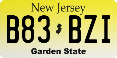 NJ license plate B83BZI