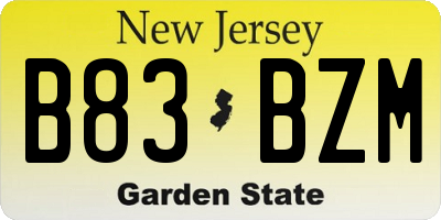 NJ license plate B83BZM