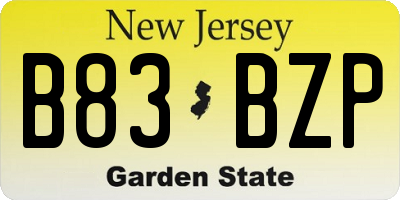 NJ license plate B83BZP