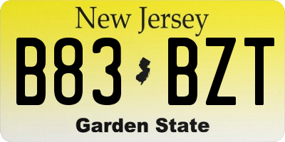 NJ license plate B83BZT