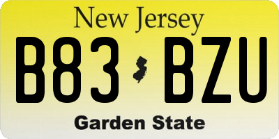 NJ license plate B83BZU