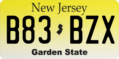 NJ license plate B83BZX