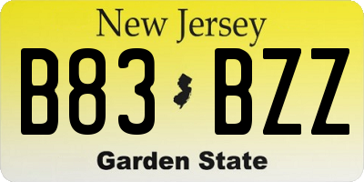 NJ license plate B83BZZ