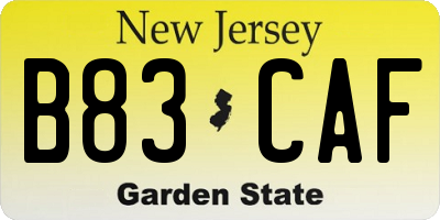 NJ license plate B83CAF