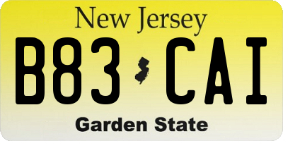 NJ license plate B83CAI