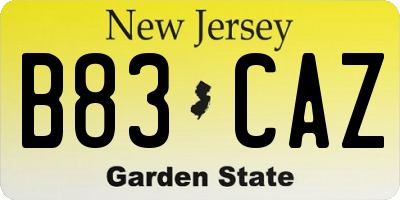 NJ license plate B83CAZ
