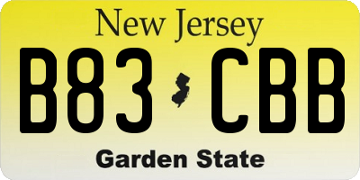 NJ license plate B83CBB