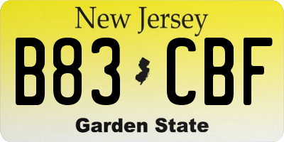 NJ license plate B83CBF