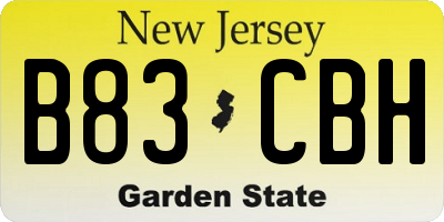 NJ license plate B83CBH