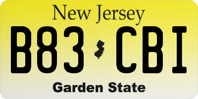 NJ license plate B83CBI