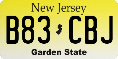 NJ license plate B83CBJ