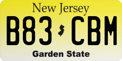 NJ license plate B83CBM