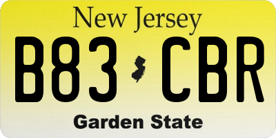 NJ license plate B83CBR