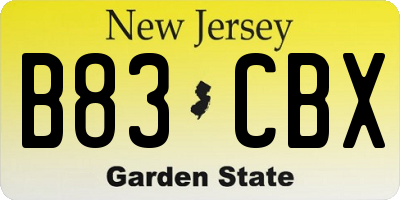 NJ license plate B83CBX