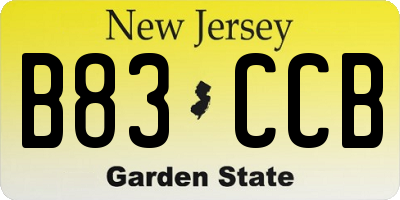 NJ license plate B83CCB