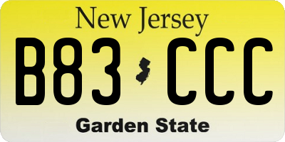 NJ license plate B83CCC