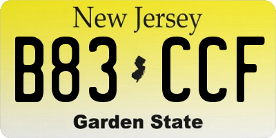 NJ license plate B83CCF