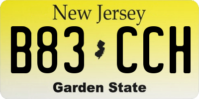 NJ license plate B83CCH