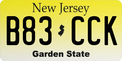 NJ license plate B83CCK