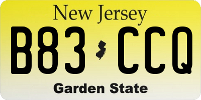 NJ license plate B83CCQ