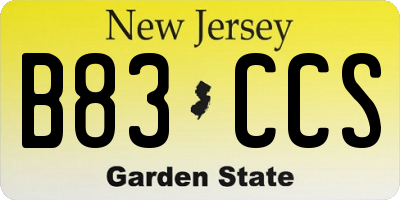 NJ license plate B83CCS