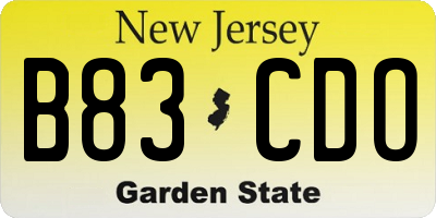 NJ license plate B83CDO