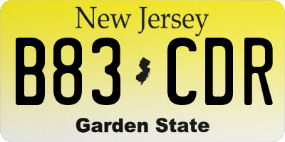 NJ license plate B83CDR