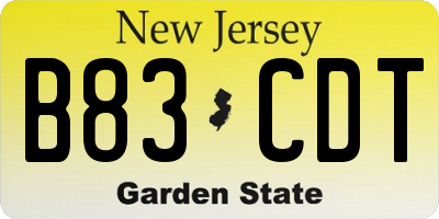 NJ license plate B83CDT