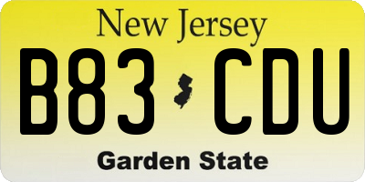 NJ license plate B83CDU