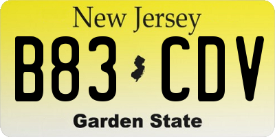 NJ license plate B83CDV