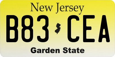 NJ license plate B83CEA