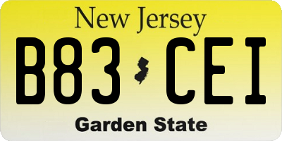 NJ license plate B83CEI