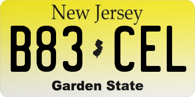 NJ license plate B83CEL