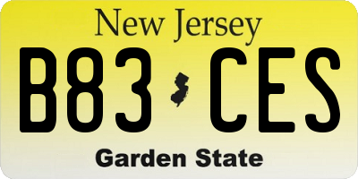 NJ license plate B83CES
