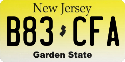 NJ license plate B83CFA