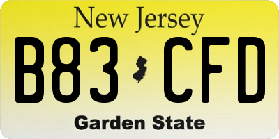 NJ license plate B83CFD